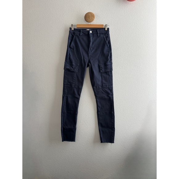 Favorite Daughter Pants - Favorite Daughter Navy Skinny Cargo Pants Raw Hem Size 26